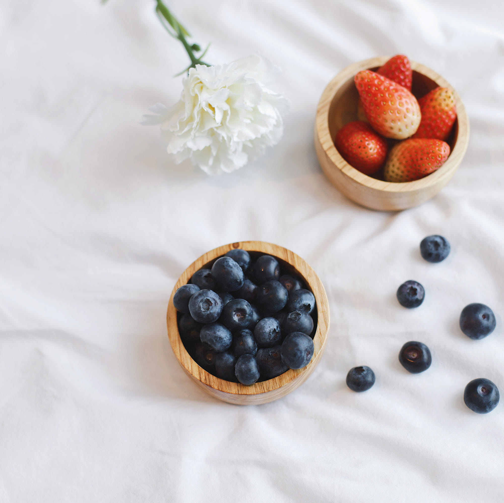 fresh blueberry and strawberry from the farm serving to bed