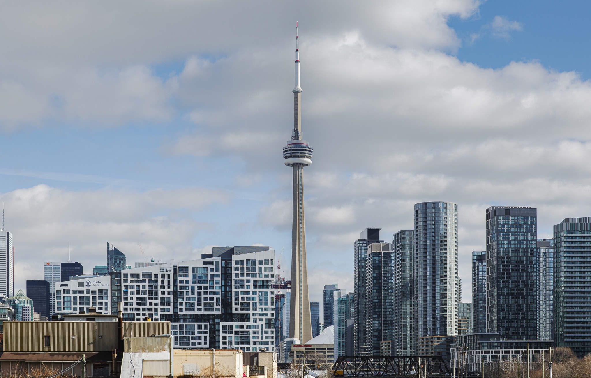 toronto skyline - cn tower surrounded by modern architecture