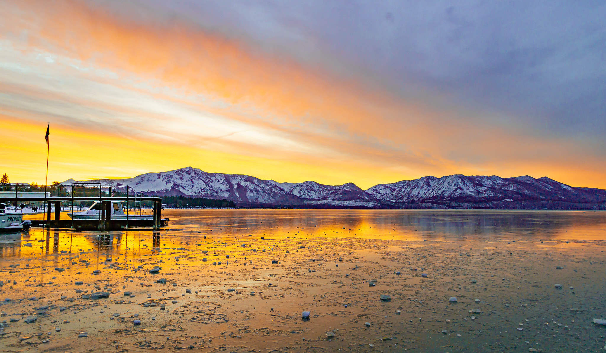 a beautiful sunset at lake tahoe