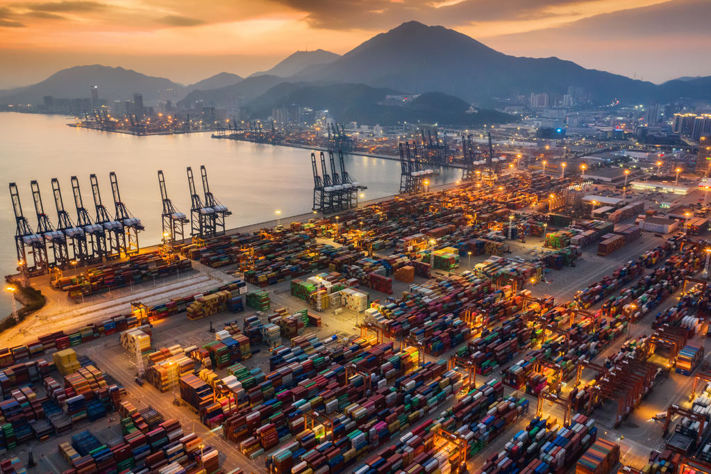 航拍深圳盐田港集装箱码头摄影照片