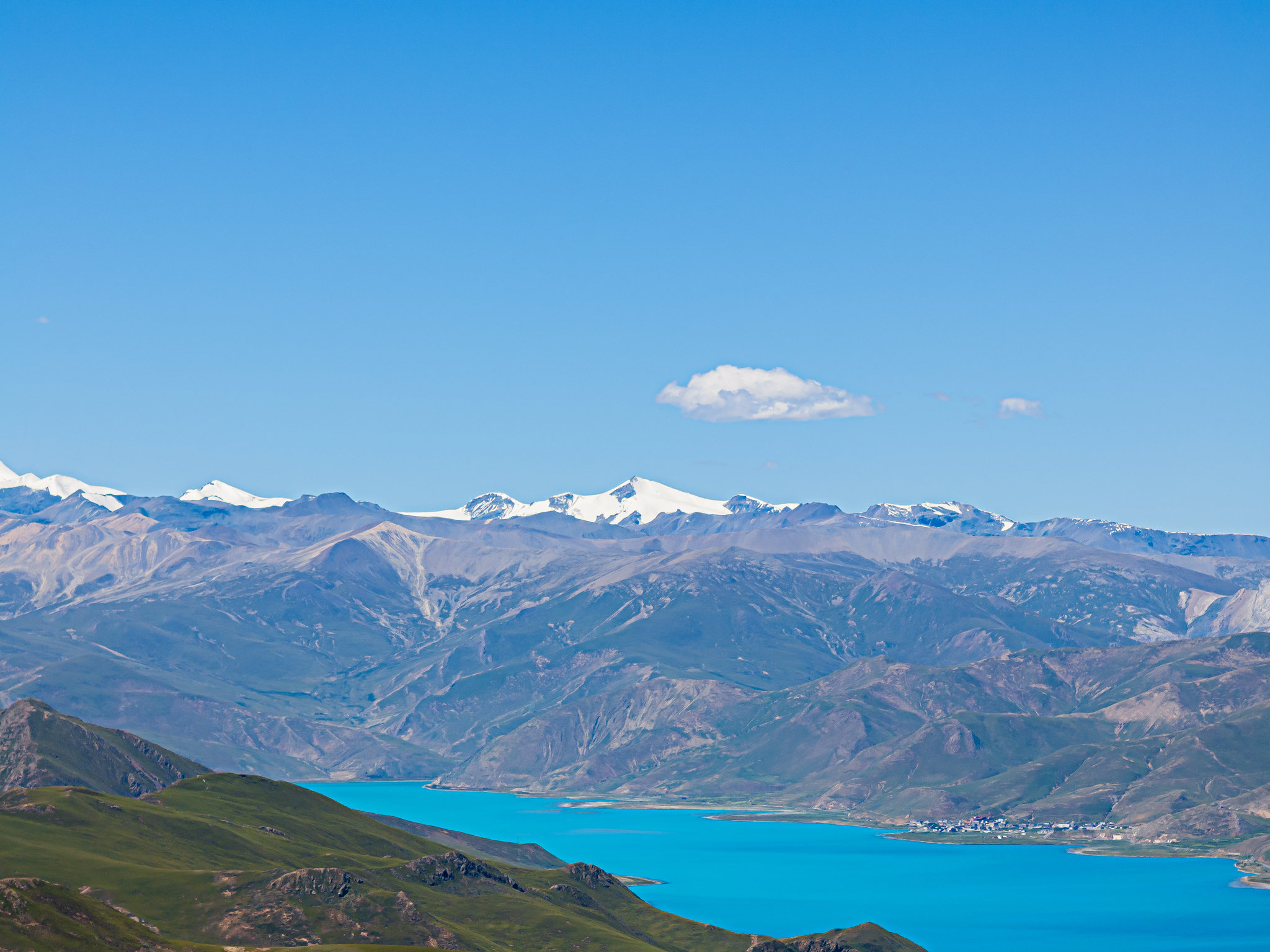 羊卓雍错航拍俯视