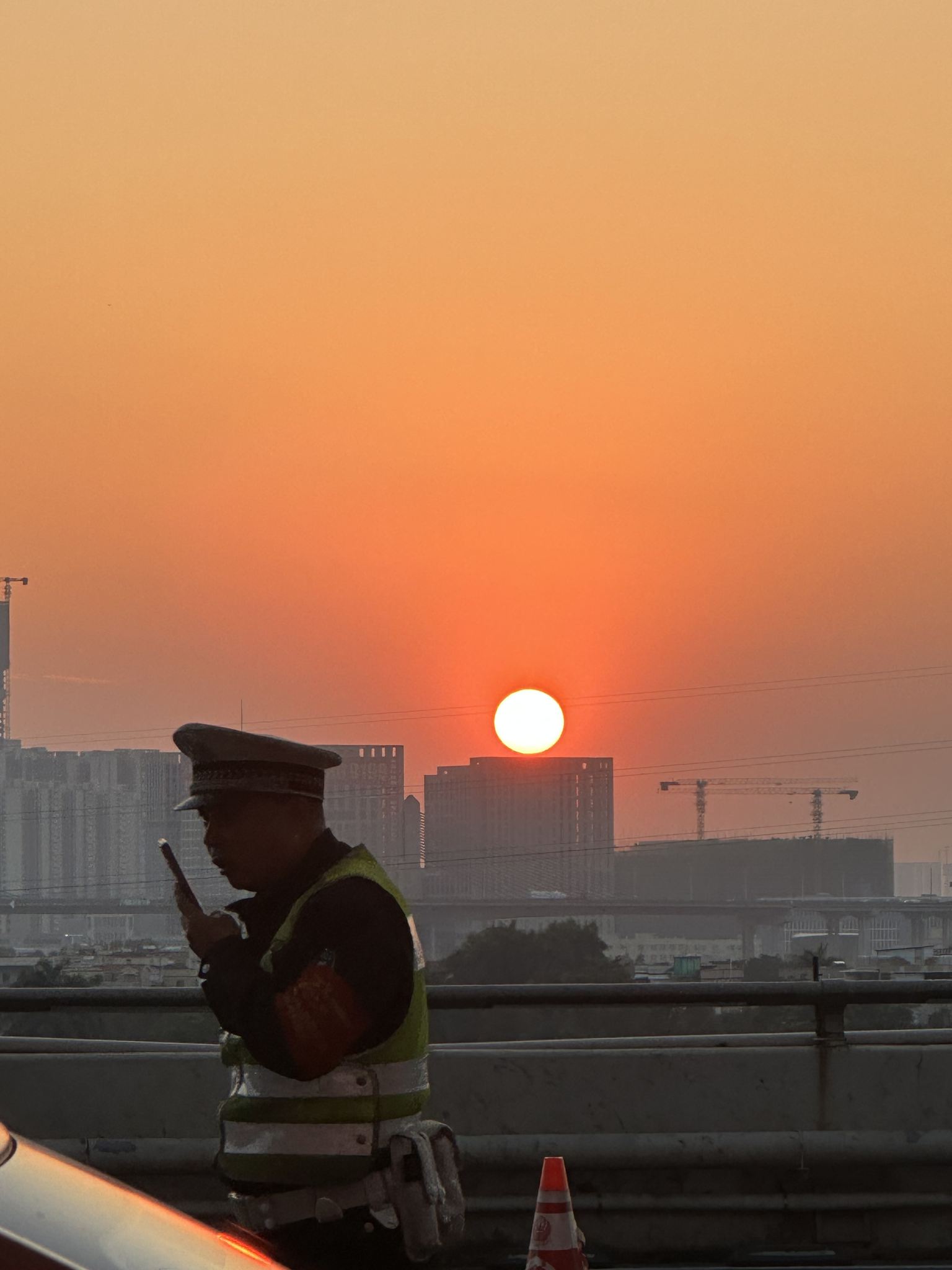 警察敬礼背影夕阳图片