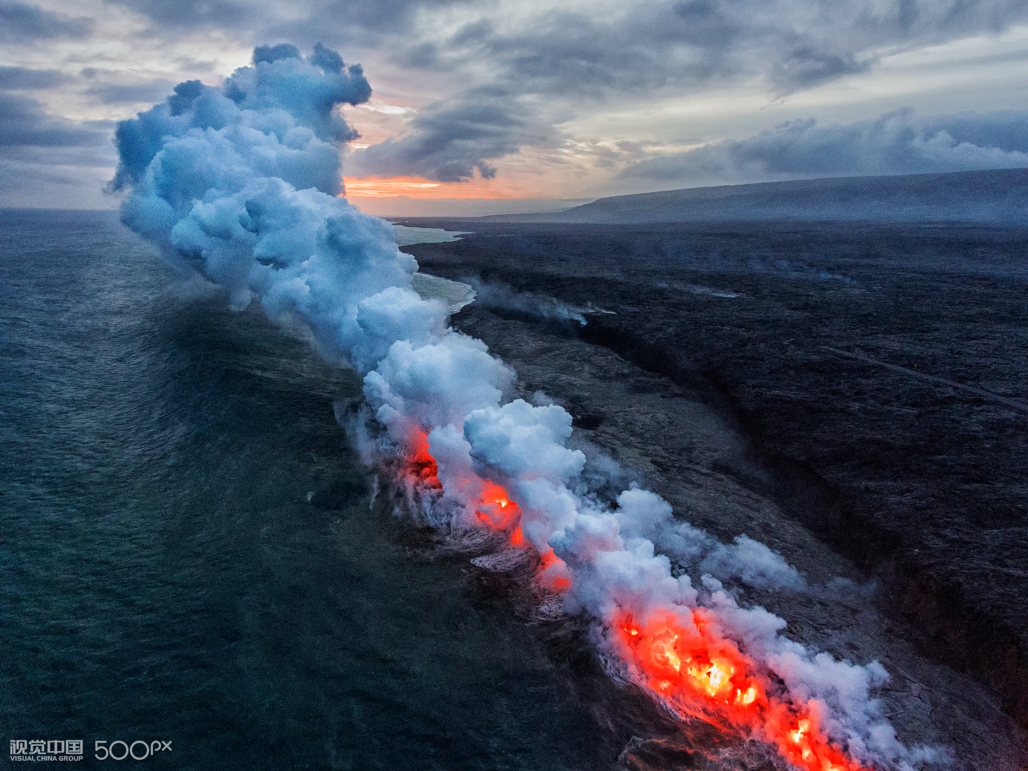 夏威夷基拉韦厄火山岩浆入海口