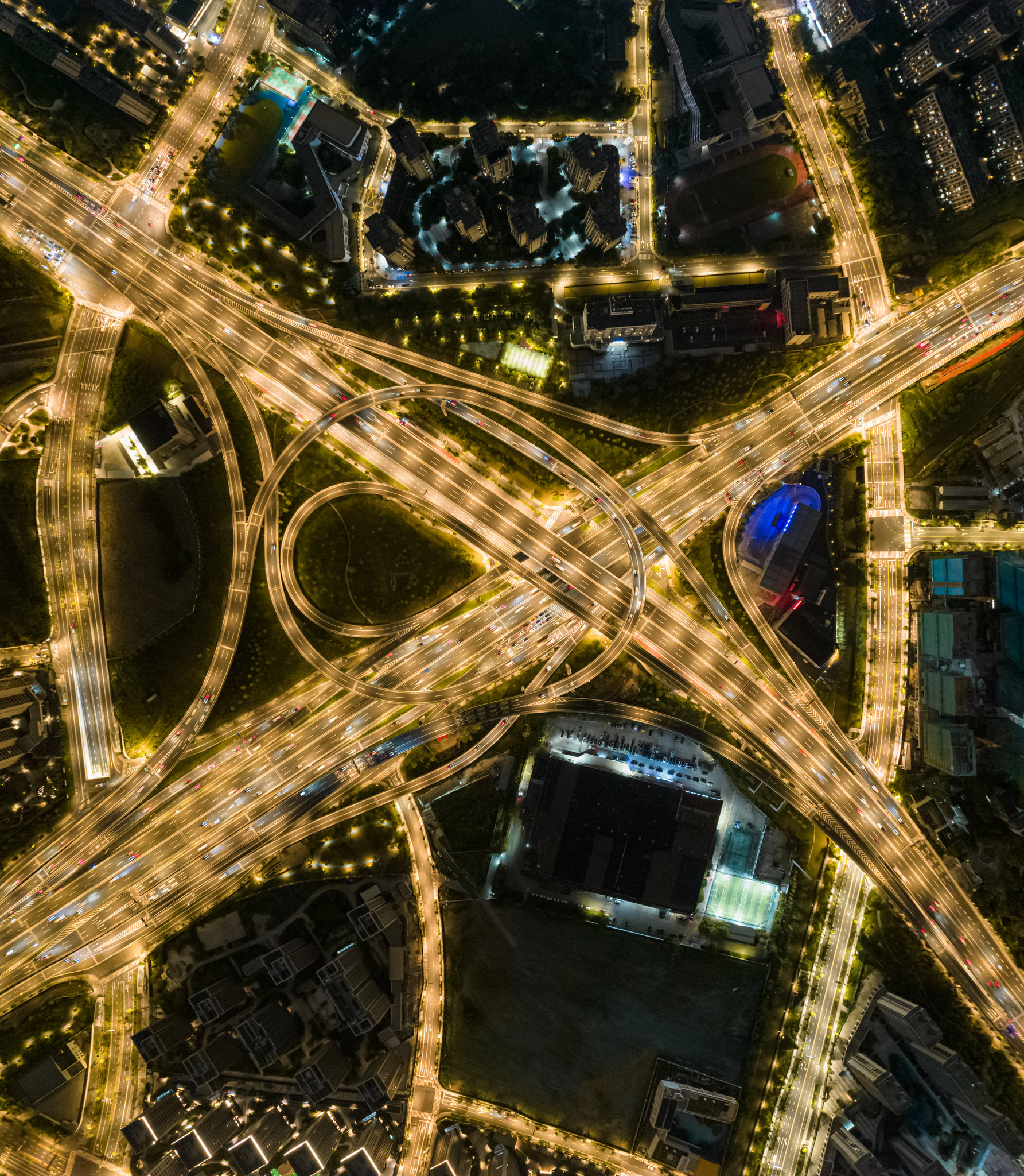 航拍杭州彭埠互通夜景摄影作品_航拍摄影图片 - 500px摄影社区