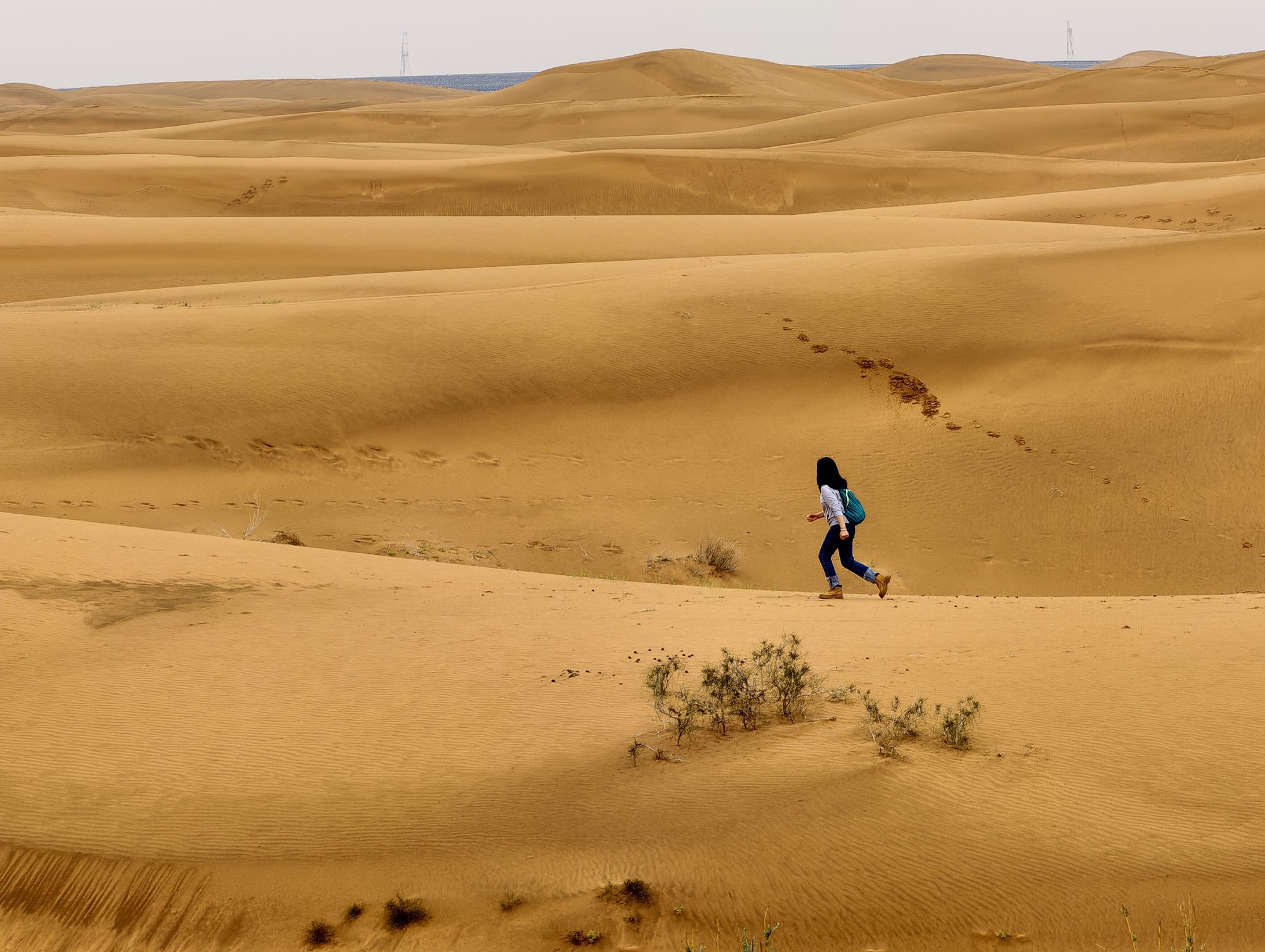 沙漠中行走的人