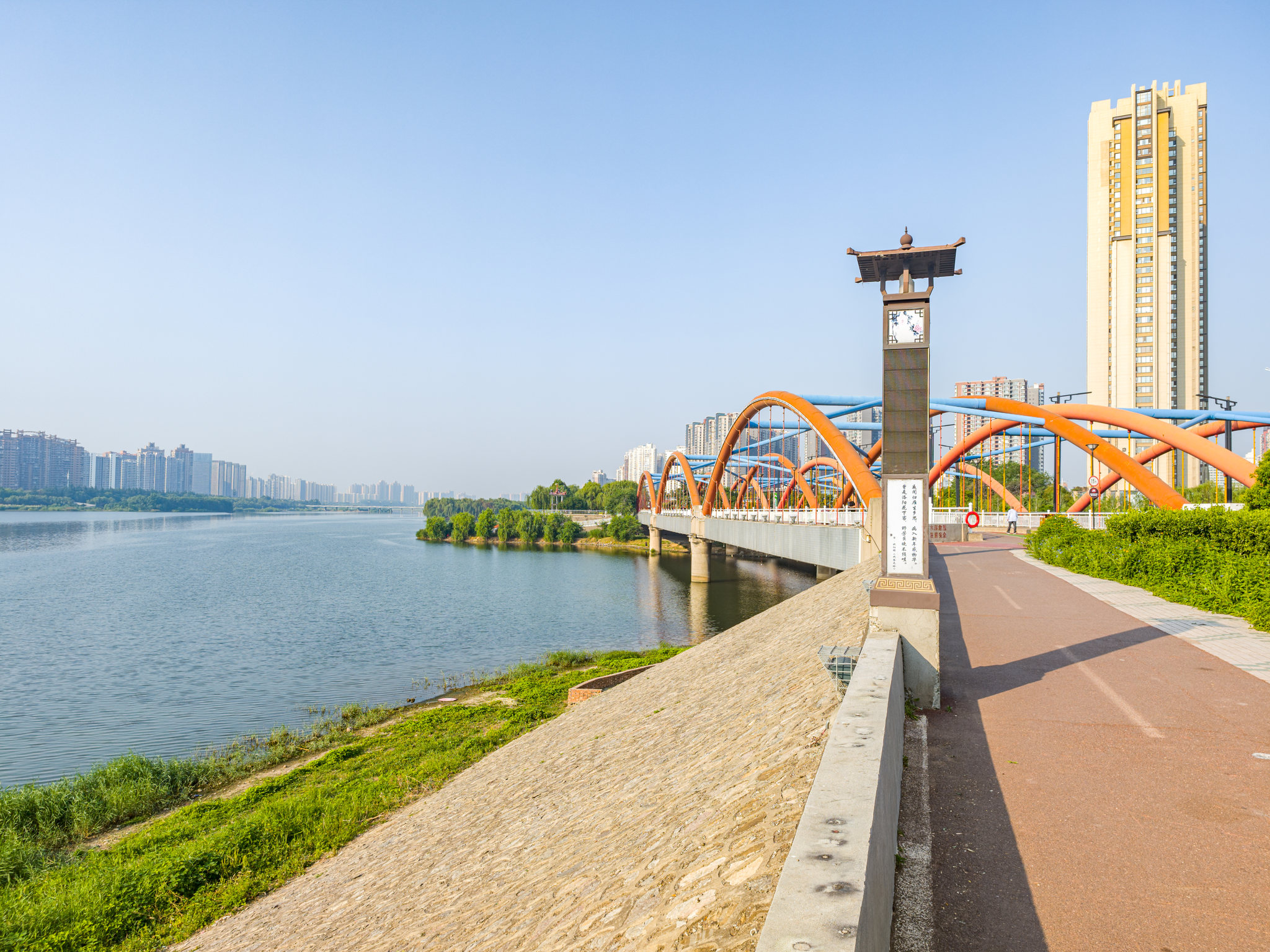 清晨的洛河洛水洛河大桥涧河大桥景点景观