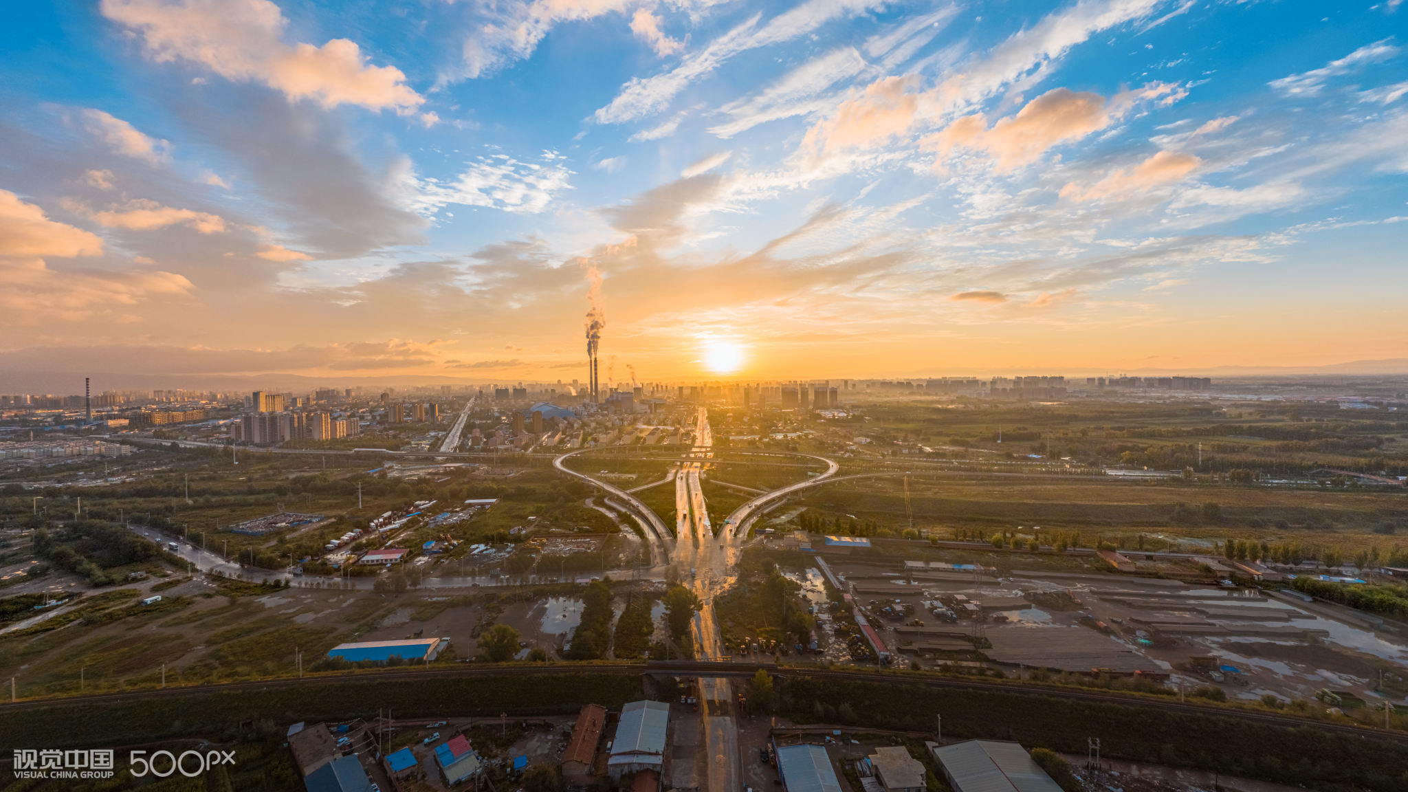 呼和浩特全景航拍图片