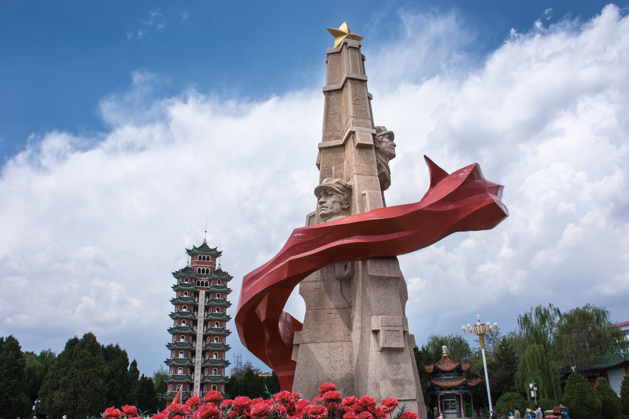 建党百年红色足迹之会宁红军长征会师胜利纪念塔